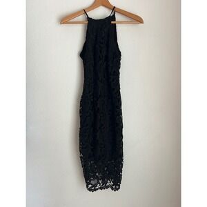 Guess Black Lace Halter Dress Sleeveless Party Cocktail Bodycon